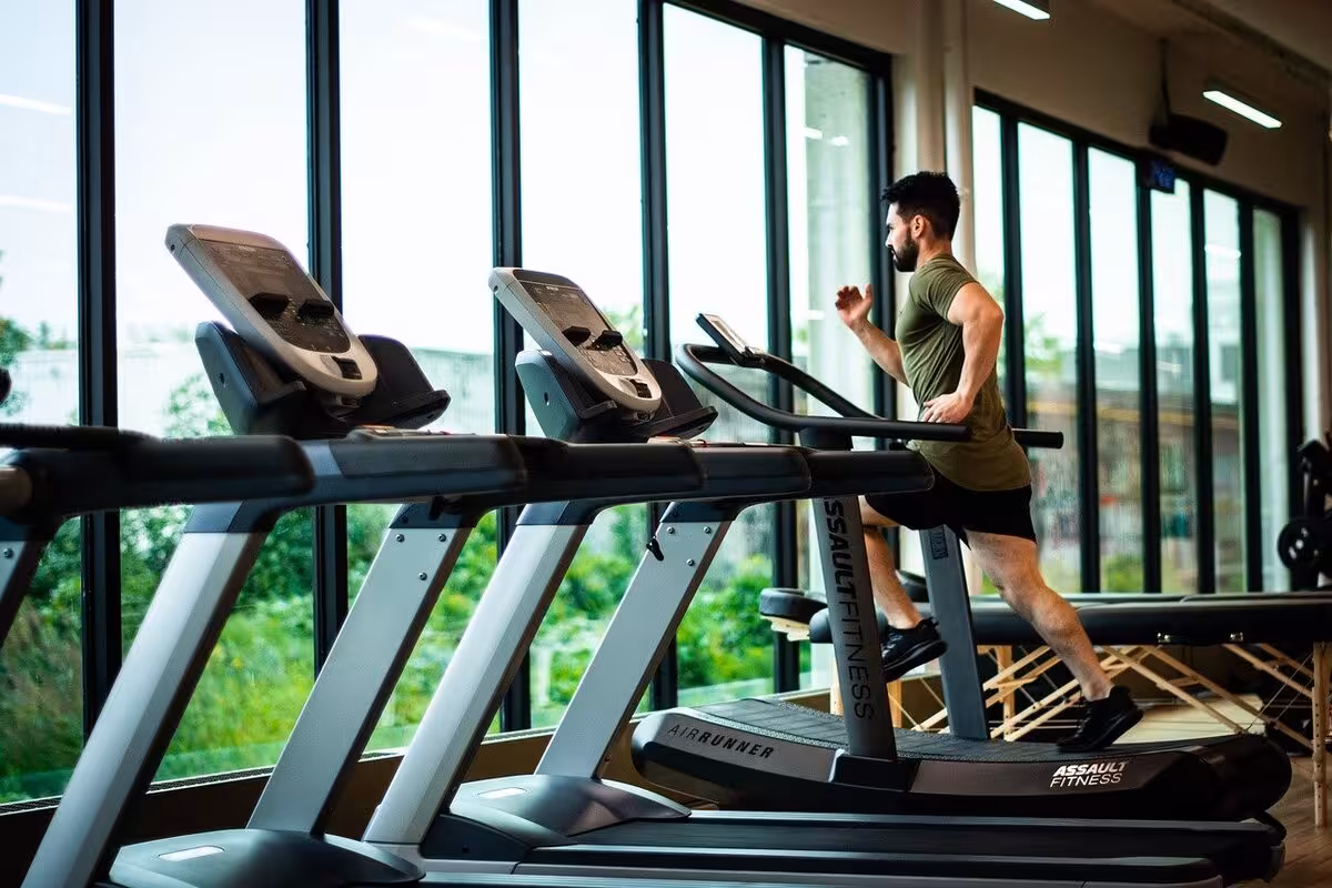 Man running on a treadmill